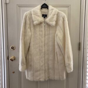 Dennis Basso Pelted Faux Mink Coat/Convertible Collar/White/M/NEW/NEVER WORN!